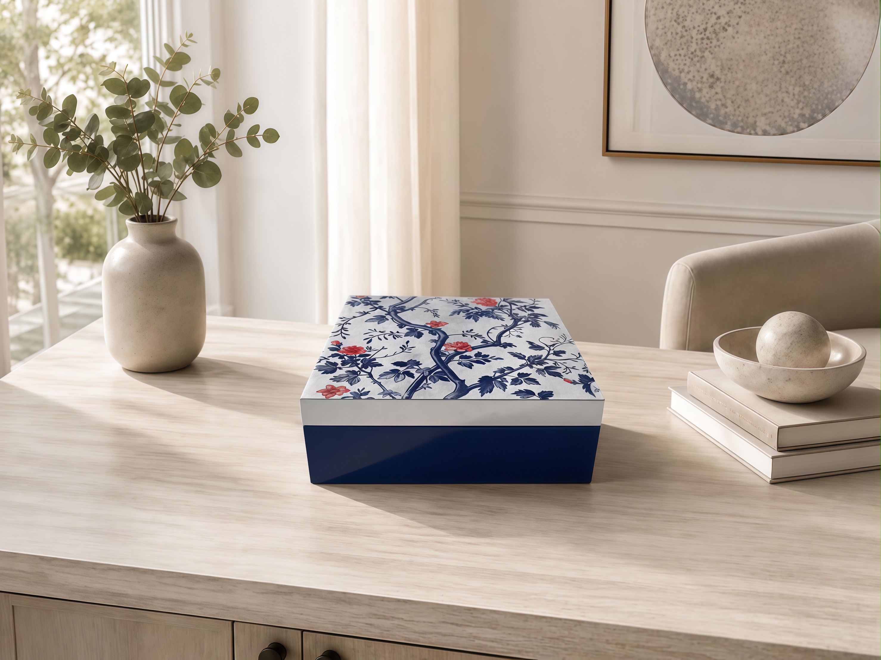 Red lacquerware gifts decorated with gold floral details